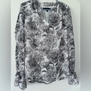 White House Black Market Floral Gray Women's Top size 10